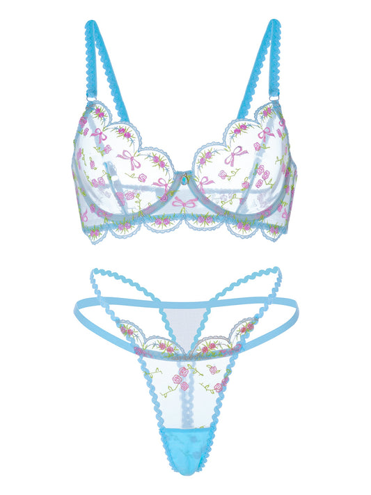 Summer Dream Blue Floral Lace Set