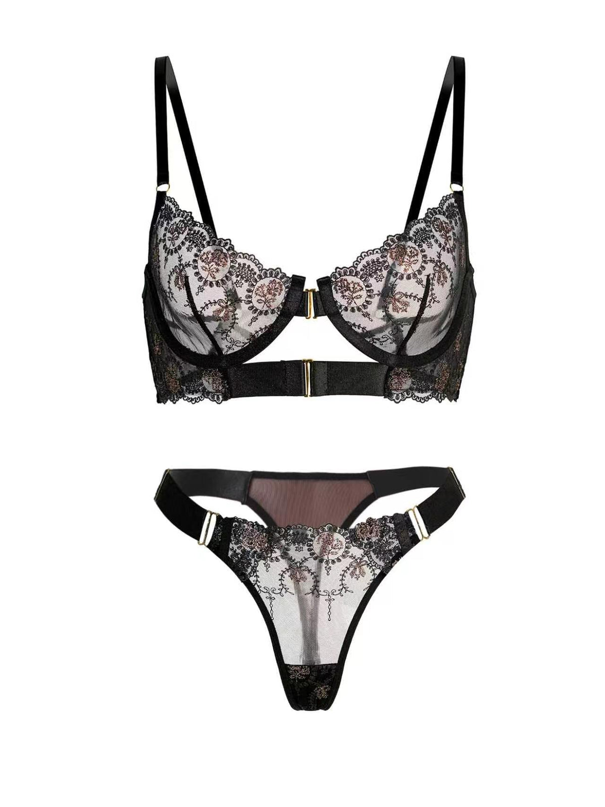 Golden Noir Bloom Lingerie Set