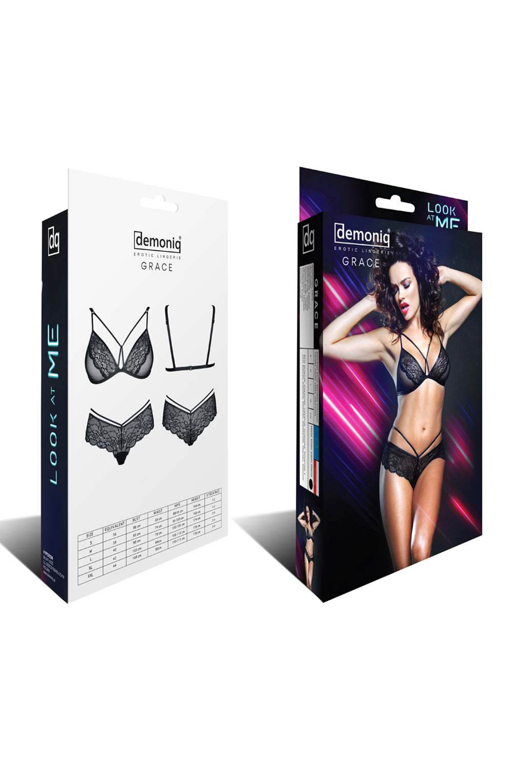 Grace Black Wet-Look & Lace Set