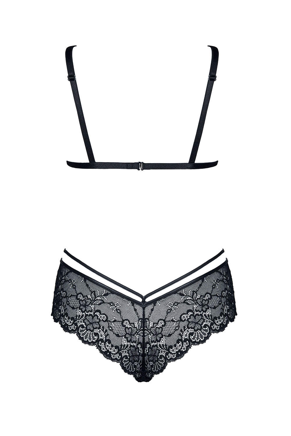 Grace Black Wet-Look & Lace Set