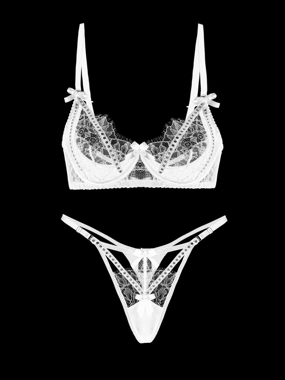 Blanc Lace & Crystal Lingerie Set